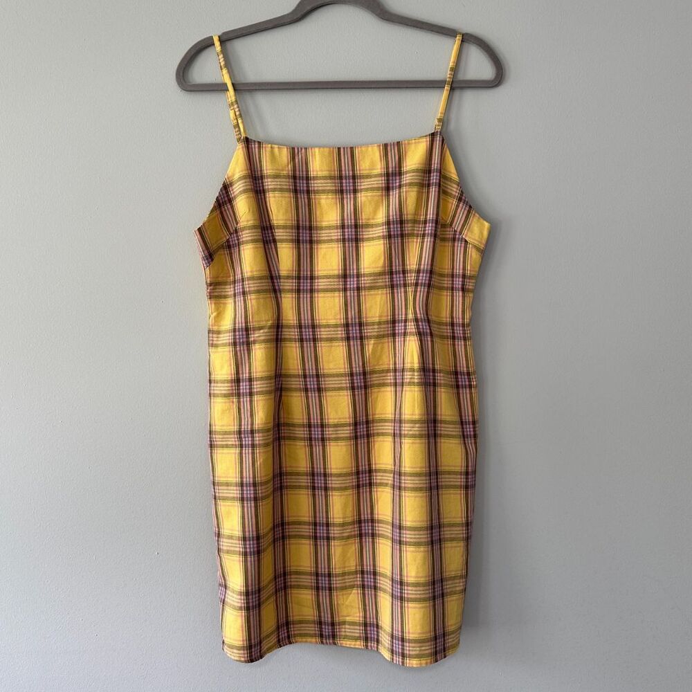 Revolve BB Dakota Slip Dress 10 Yellow Plaid Total Betty Y2K 90s Grunge Clueless - Picture 4 of 11